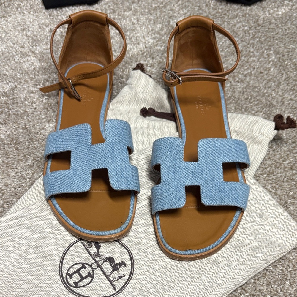 Hermes Denim Santorini Sandals